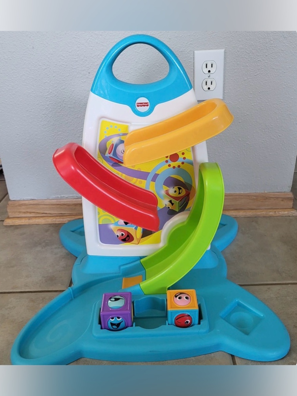 Fisher-Price Roller Blocks Play Wall with 2 cars and blocks